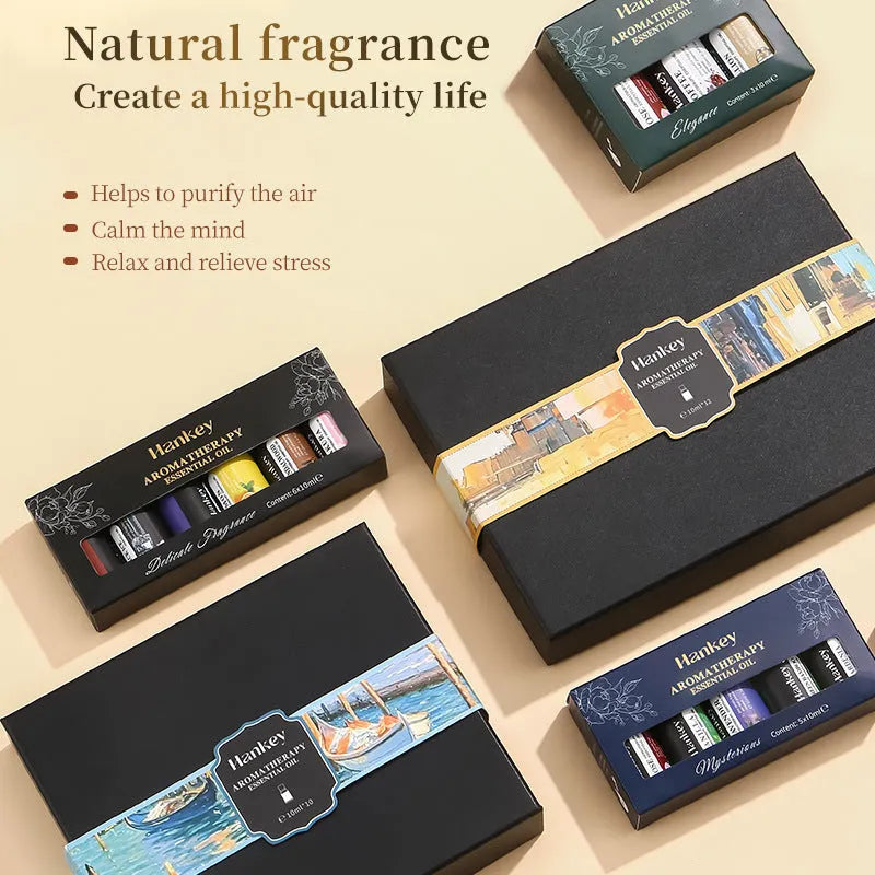 Boxed set of water-soluble aromatherapy essential oils in various size options