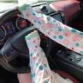 A pair of lightweight ice silk sun protection sleeve gloves in a floral print pattern, covering from wrist to elbow.