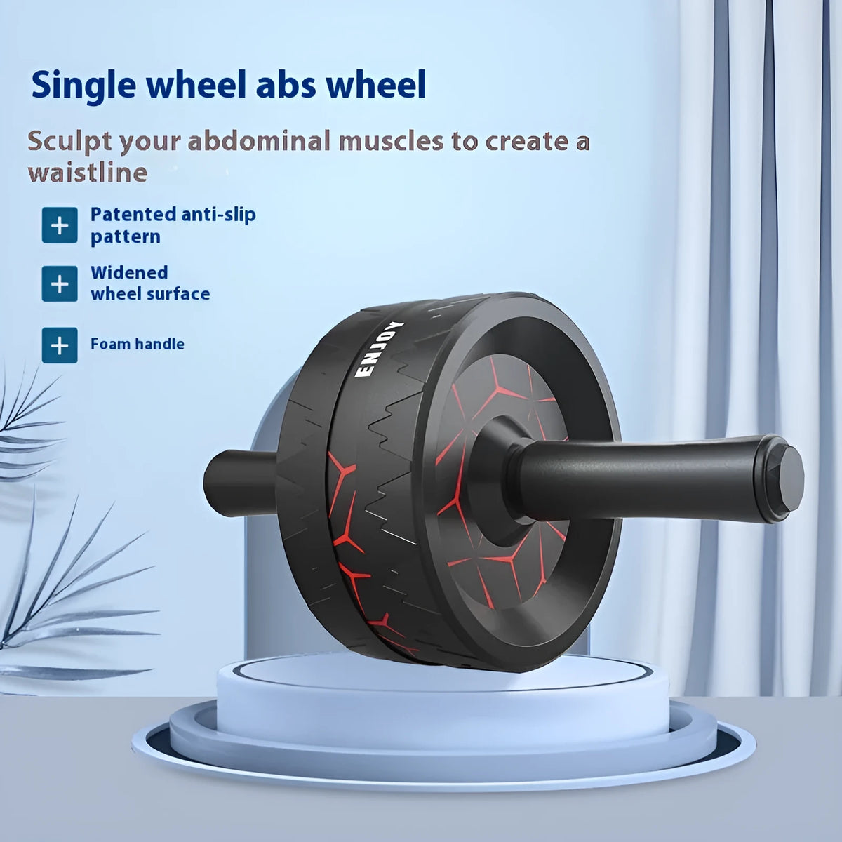 Abdominal wheel fitness roller in flame red, blue, or red and black colours for core training.