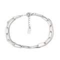 Double layer titanium steel bracelet with geometric lines in gold or silver colour