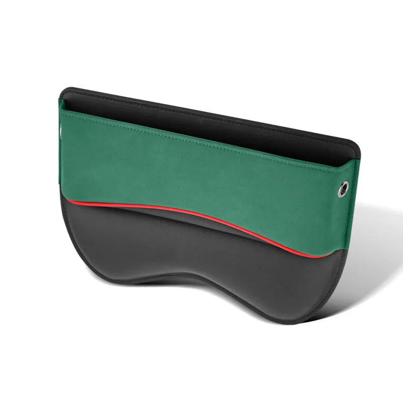 Leather car seat storage box in a choice of five suede-matching colours.