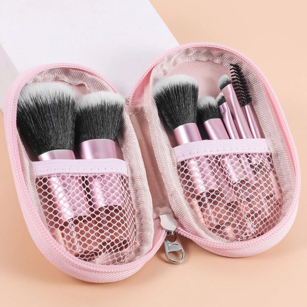 10 piece makeup brush set with crystal handles and aluminium tubes in storage bag