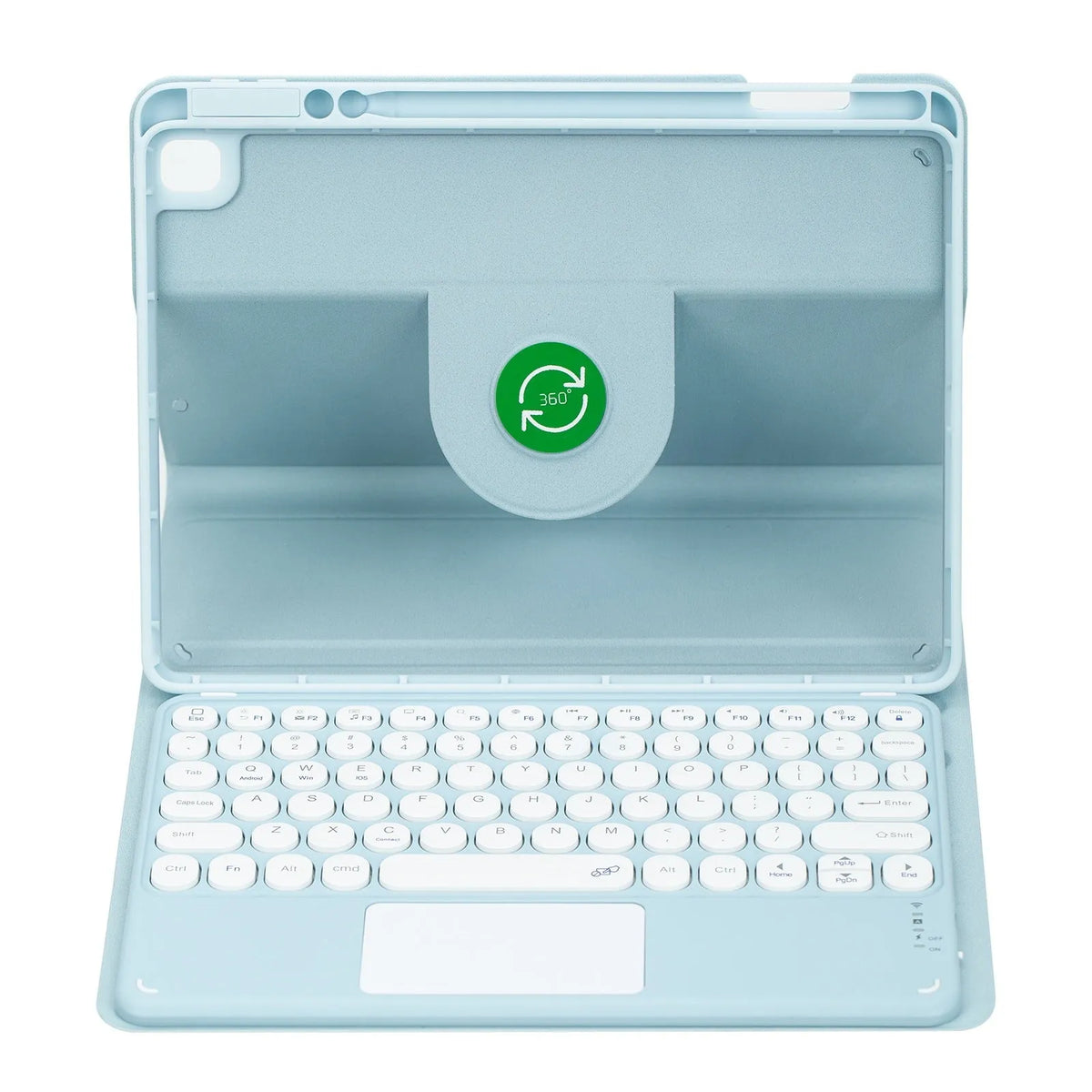 Acrylic rotating protective sleeve with pen slot for iPad keyboard case in black