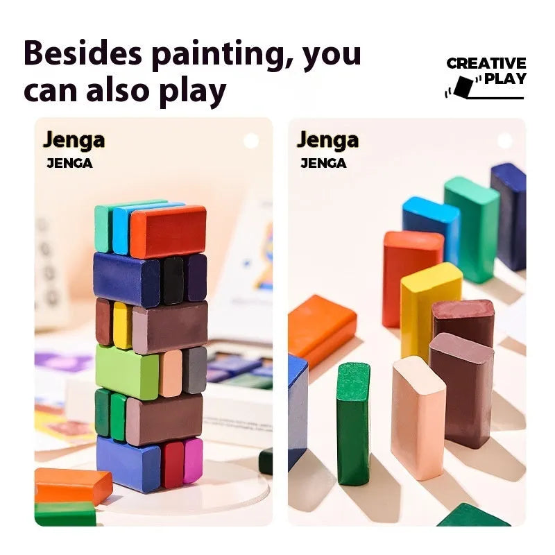 Children's beeswax crayon set with 18 colours in a colour box for ages 4-6 beginner art