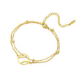 Unisex stainless steel bracelet with hollow baseball design and double-layer chain in gold or steel colour