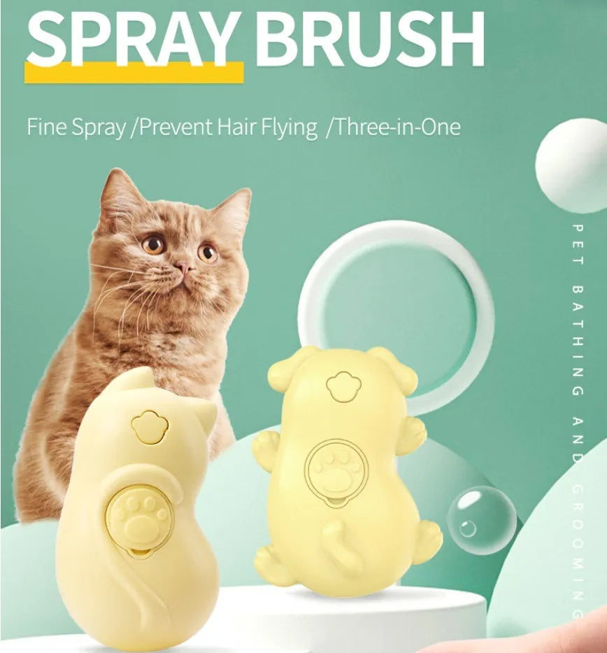 Yellow electric disposable spray brush for pet hair removal and massage cleaning
