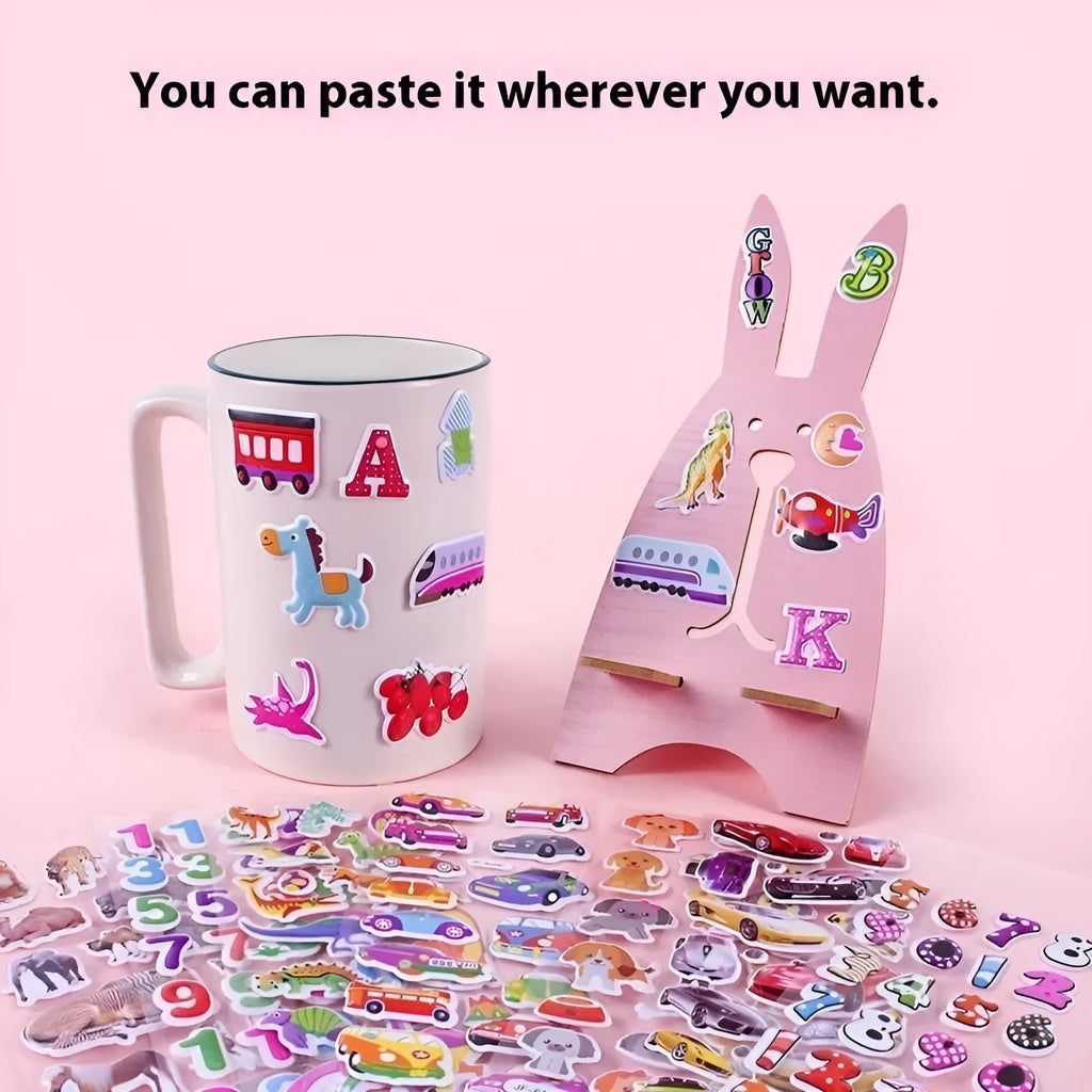 Children's 3D cartoon bubble stickers reward set with mixed men's and women's designs on sheets