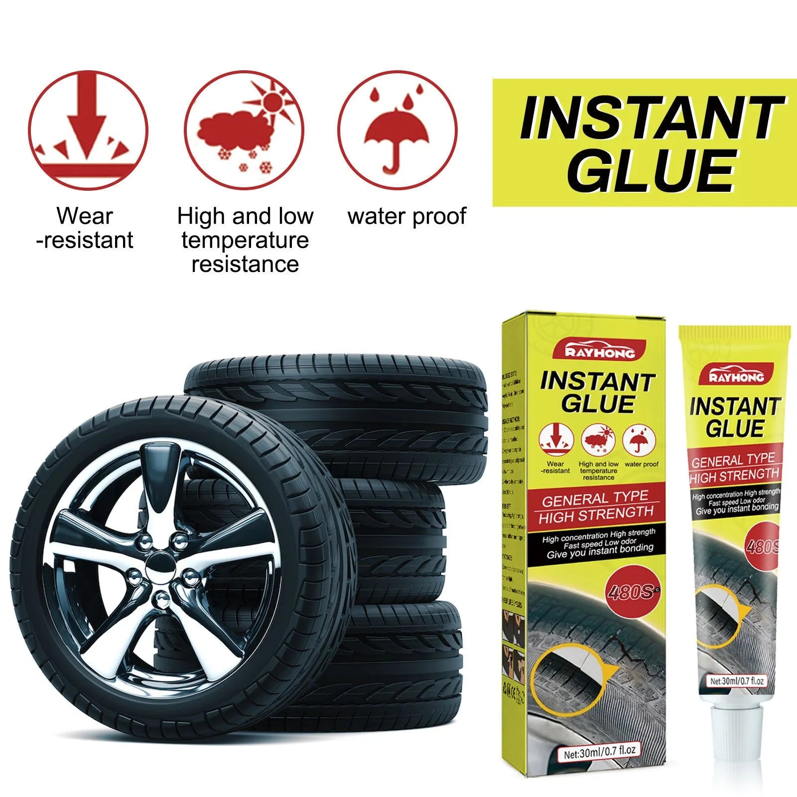30ml bottle of tyre repair adhesive for car puncture and crack sealing