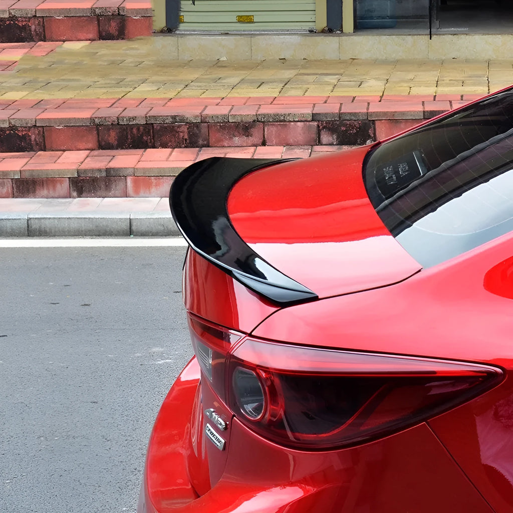 Mazda 3 Axela Exela sports tail trim in bright black for 2014-2021 models