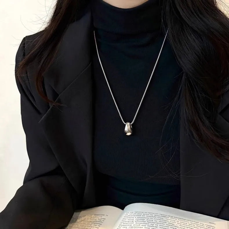 Alloy water drop pendant necklace set for women in simple geometry style with electroplated finish