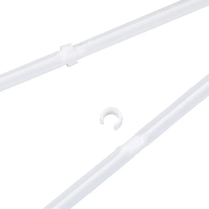 10 white PP plastic car window flag pole holders and mount clips on a plain background.