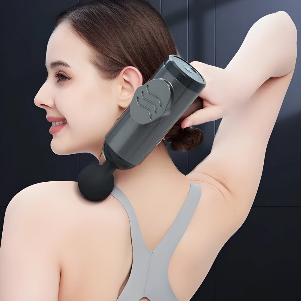 Massage gun with brushless motor, USB charging, dark gray or dark green, 4 or 8 heads, 36dB low noise
