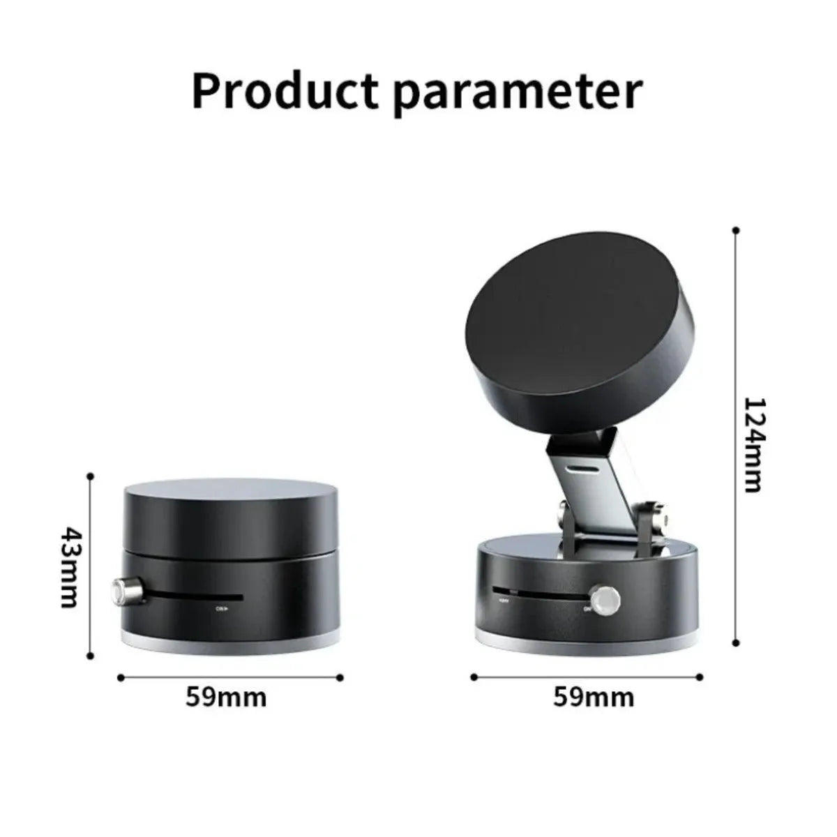 Black magnetic car phone holder with suction cup mount and 360-degree rotating head