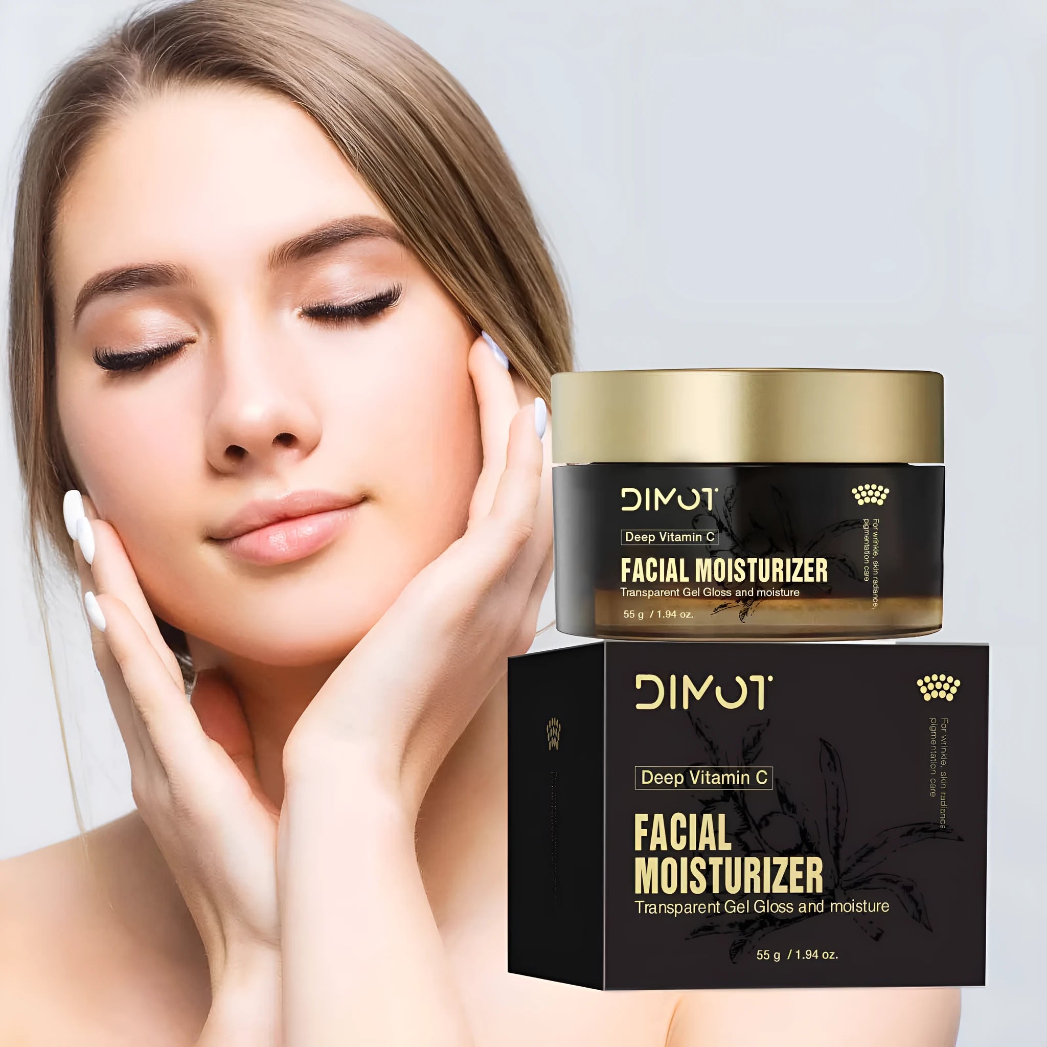 Deep Dimension C Moisturising Facial Cream 50ml bottle with cream texture visible
