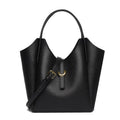 Genuine leather women's retro bucket bag with hand holding design in black, beige, khaki or lake blue colour