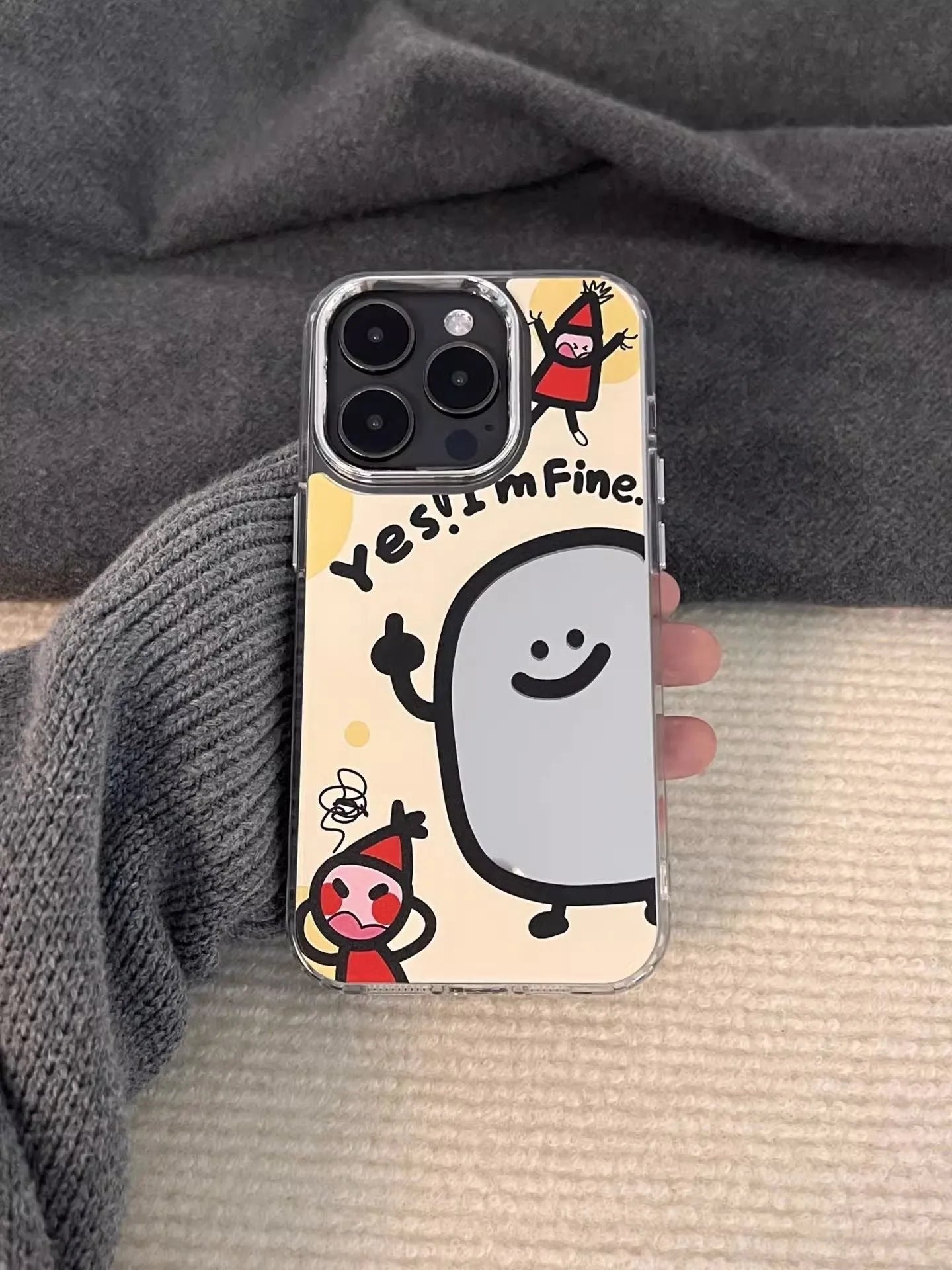 PC drop-resistant mirror phone case with fun potato chips design for Apple iPhone 11 to 16 series
