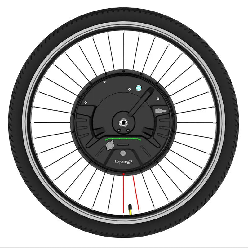Imotor 3.0 black alloy hub motor wheel for electric bicycle conversion.