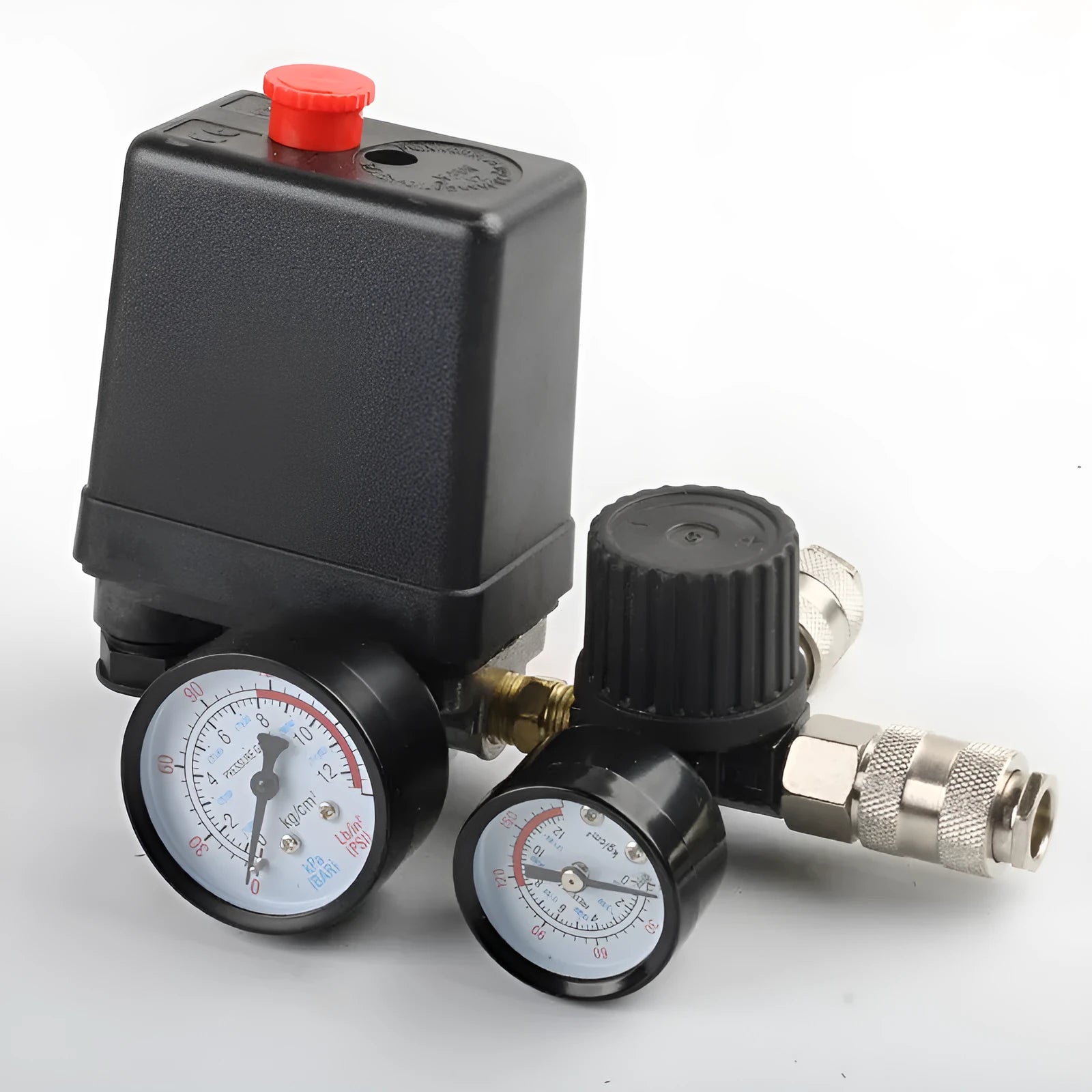 European air compressor pressure regulating valve with switch and connections for 220V/380V systems