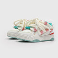 Unisex casual lace-up shoes with thick rubber sole in various colours including denim blue and milky white