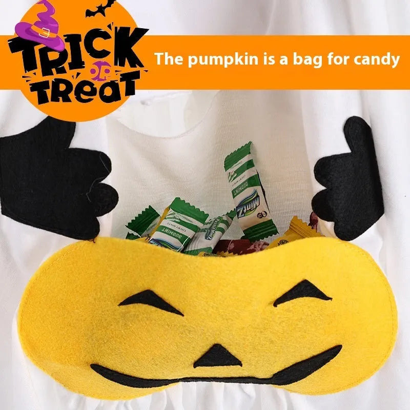 White pumpkin ghost dog costume suit for Halloween with viscose fabric in S M L sizes