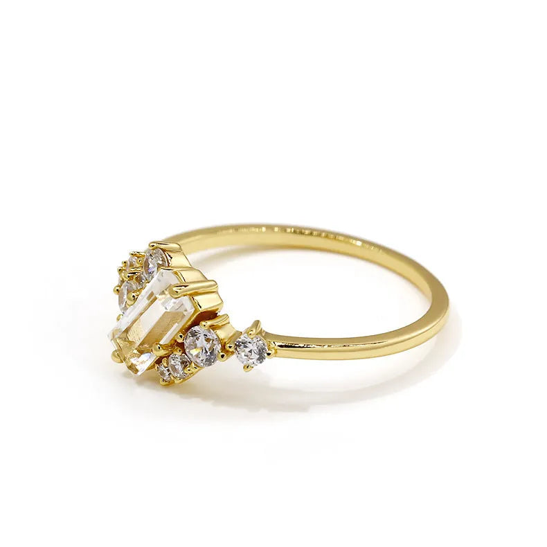Women's silver electroplated ring with white crystal blingbling shiny finish on white background