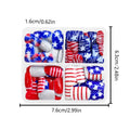 Red and blue glitter nail tips with Independence Day designs and European square styling