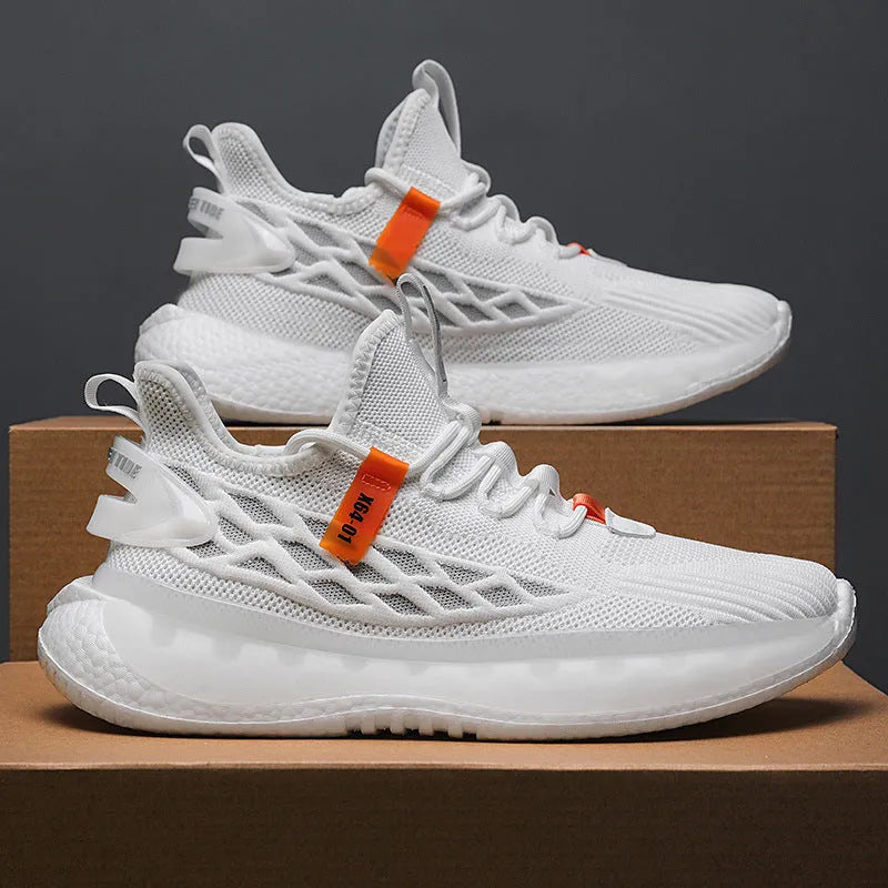 Men's casual platform sneaker with woven mesh upper and rubber sole in multiple colour options