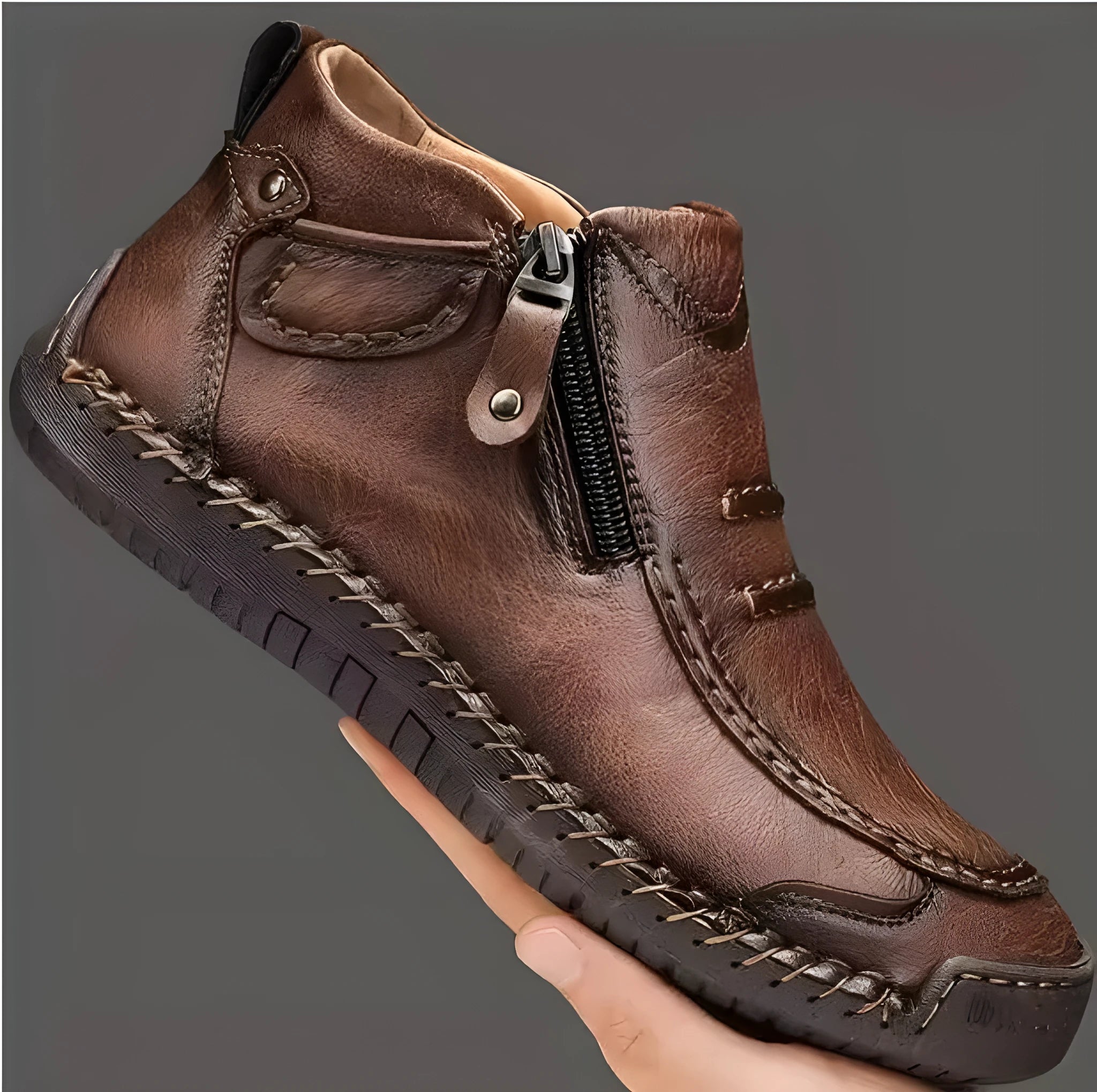 Chelsea plus size men's casual slip-on flat high top shoes artificial PU upper animal pattern sewn line