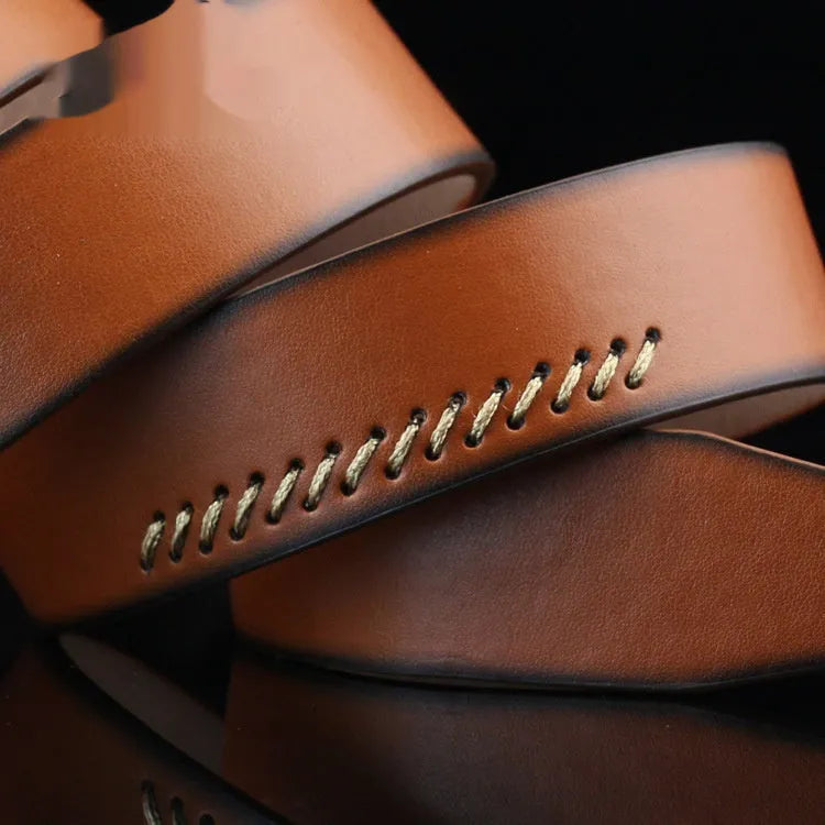 Men's retro-style pin buckle belt in imitation leather with patterned detail, alloy buckle, shown in black colour.