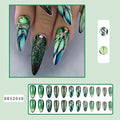 Colourful lines almond-shaped nail stickers in European Square style with four colour options