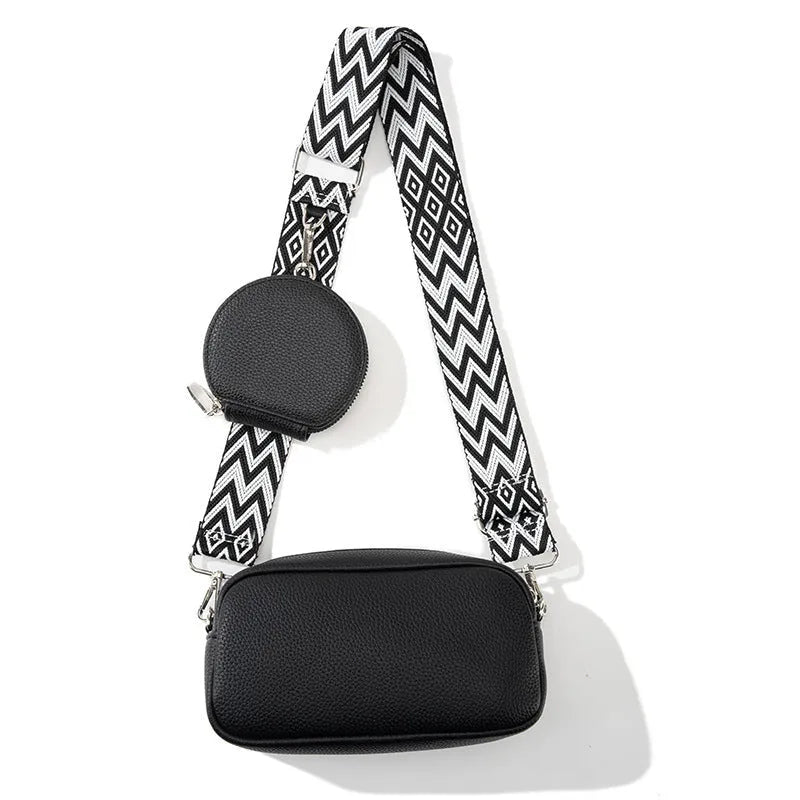Soft PU one-shoulder crossbody bag for women in a horizontal square shape, showing colour options.