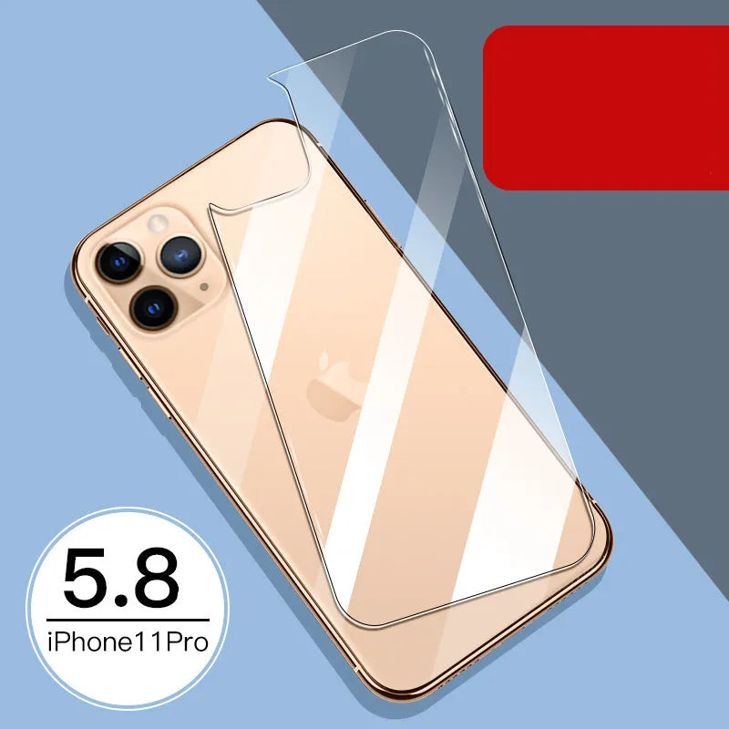 Tempered glass screen and rear protector for Apple iPhone models.