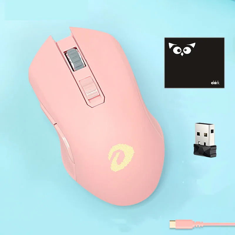 Lightweight wireless and wired game mouse with 7 keys and USB connector, available in multiple colours
