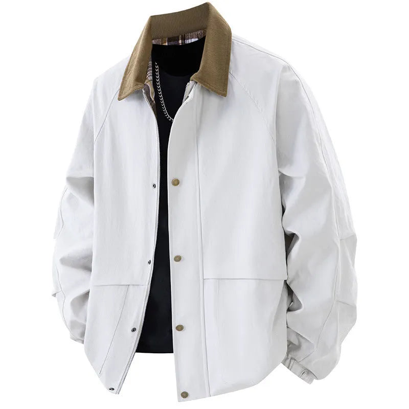 Men's plus size loose jacket polyester solid colour lapel collar sizes L-9XL