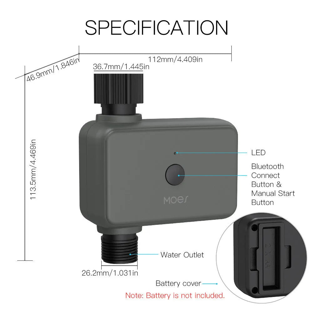 Bluetooth garden hose timer with smartphone app control for remote watering scheduling