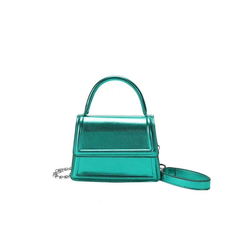 Retro horizontal square crossbody bag in PU leather with sewing line detail