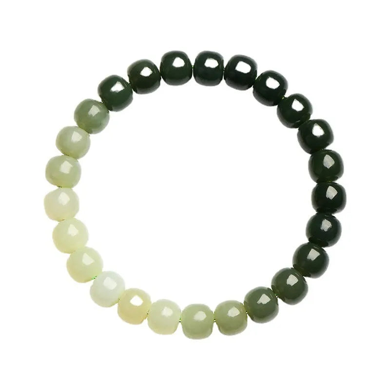 Hetian jade bracelet with sunny water gradient colour on wrist