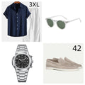 A loose-fitting short sleeve shirt and shorts suit set in a cotton linen blend, shown in navy blue colour.