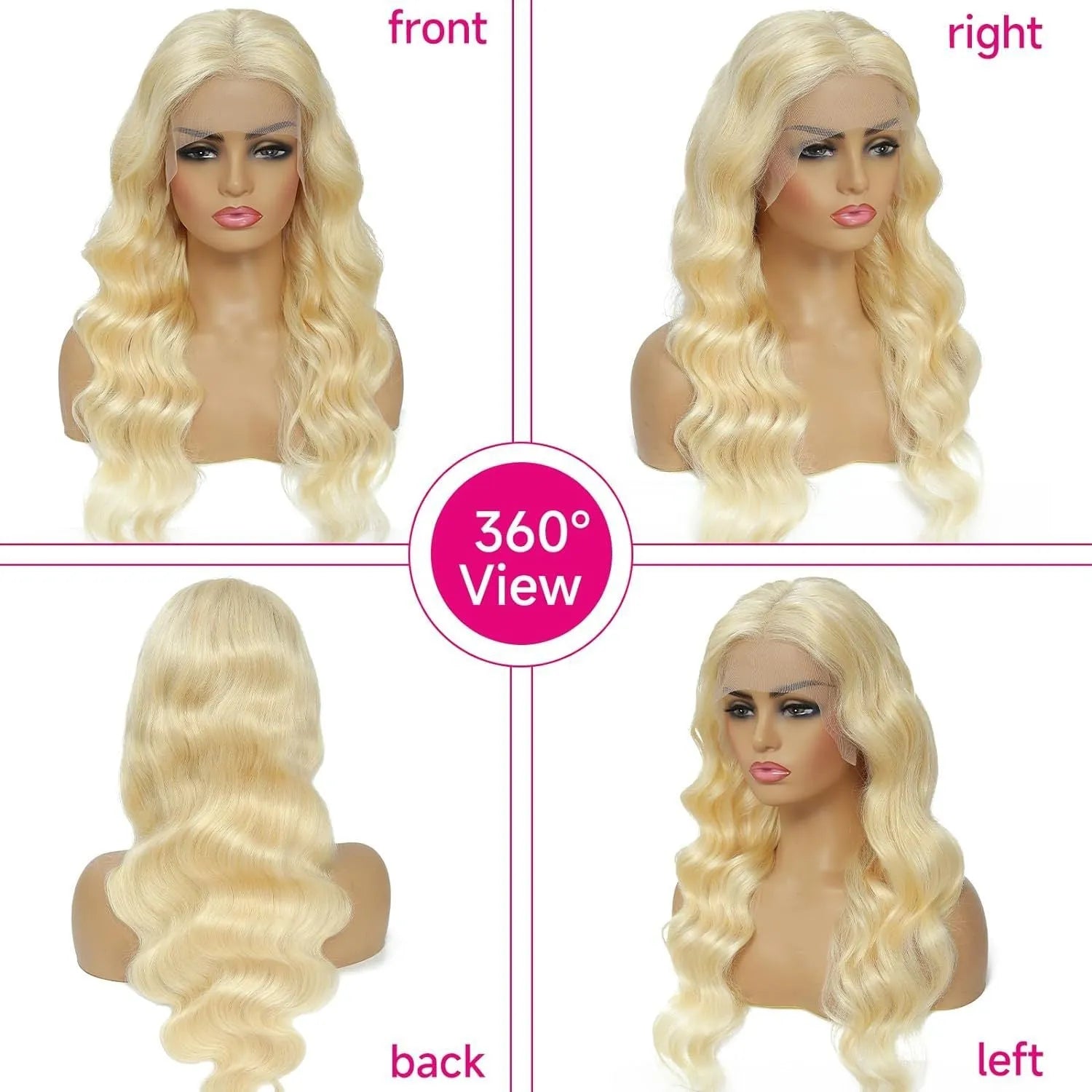 Women's lace front synthetic wig with medium-long curly style in M1 539 613# colour on a stand.