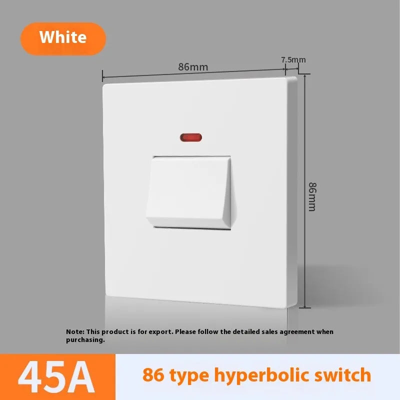 Plastic industrial switch with illuminated panel for water heaters and air conditioners