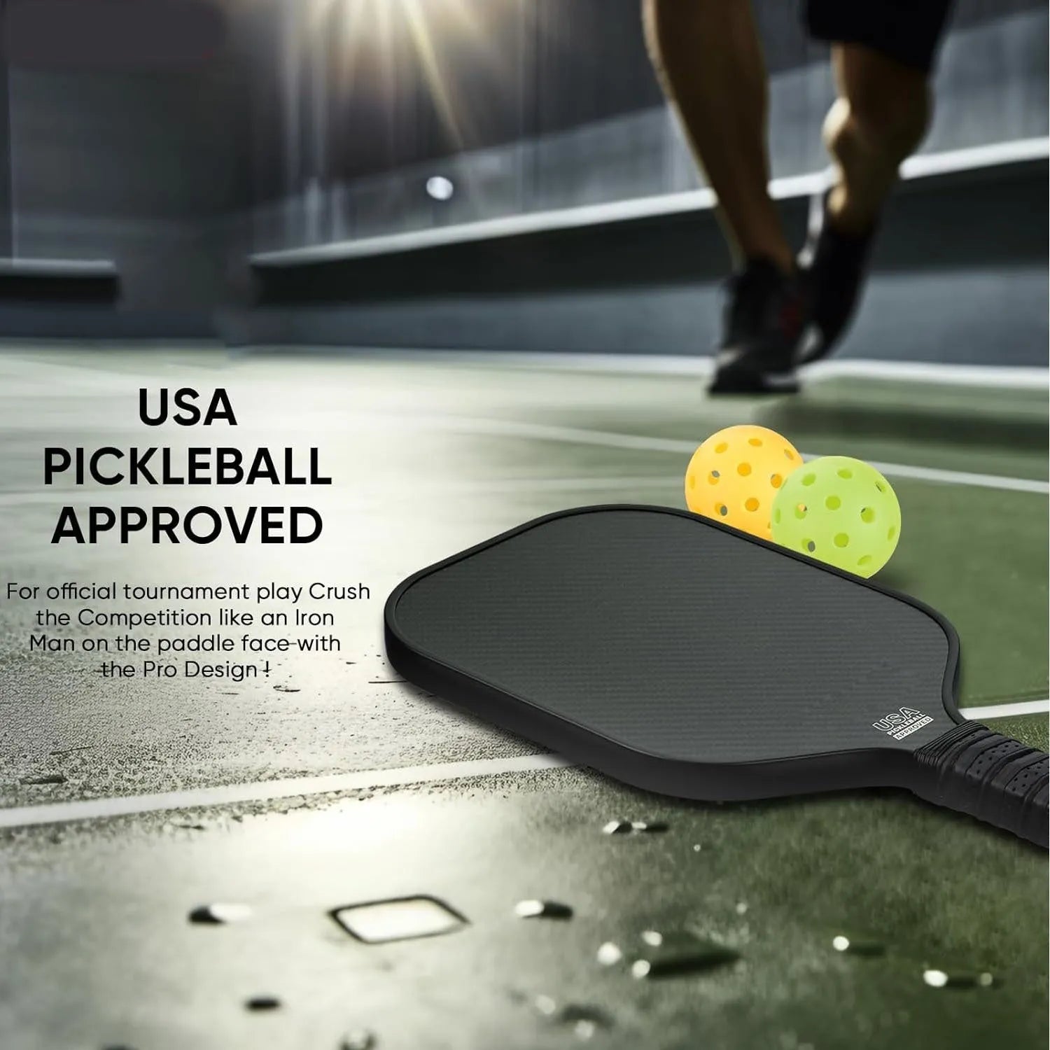 3K full carbon fibre graphite honeycomb beach racket in black, 40x20cm