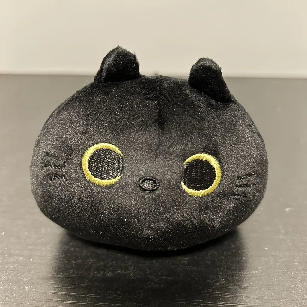 Fluffy black cat plush toy stuffed animal cushion measuring 50 cm length