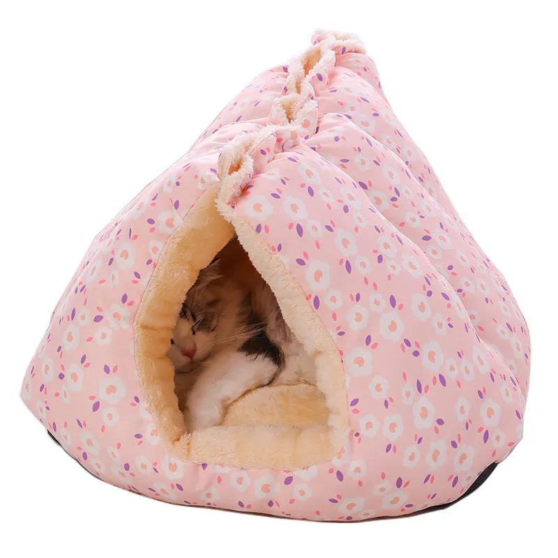 Cloth pet sofa bed for cats and small dogs in floral Pink Small Flower, Small Blue Flowers, or Yellow Small Flower, sizes S and M