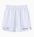 Men's grey quick-dry fitness shorts with high elasticity for gym training on a plain background.