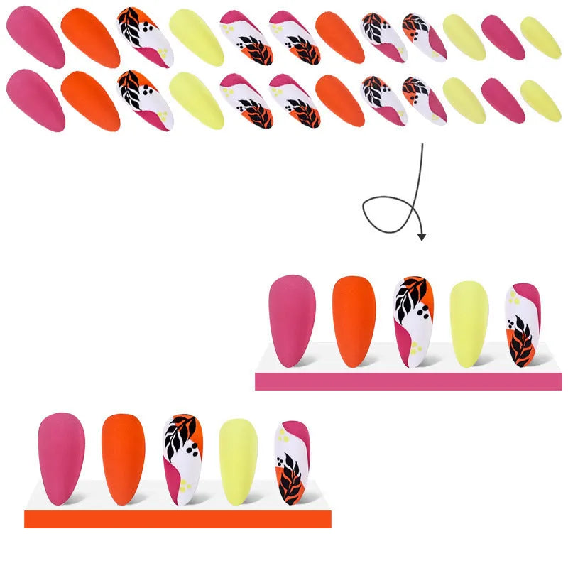 Wear Armour almond nail stickers showing four tulip pattern designs with frosted finish