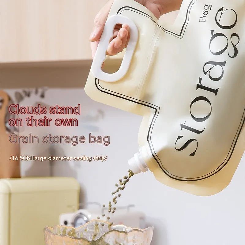 Cream grain storage bag 26.5 x 34.6cm with large opening for rice wheat beans