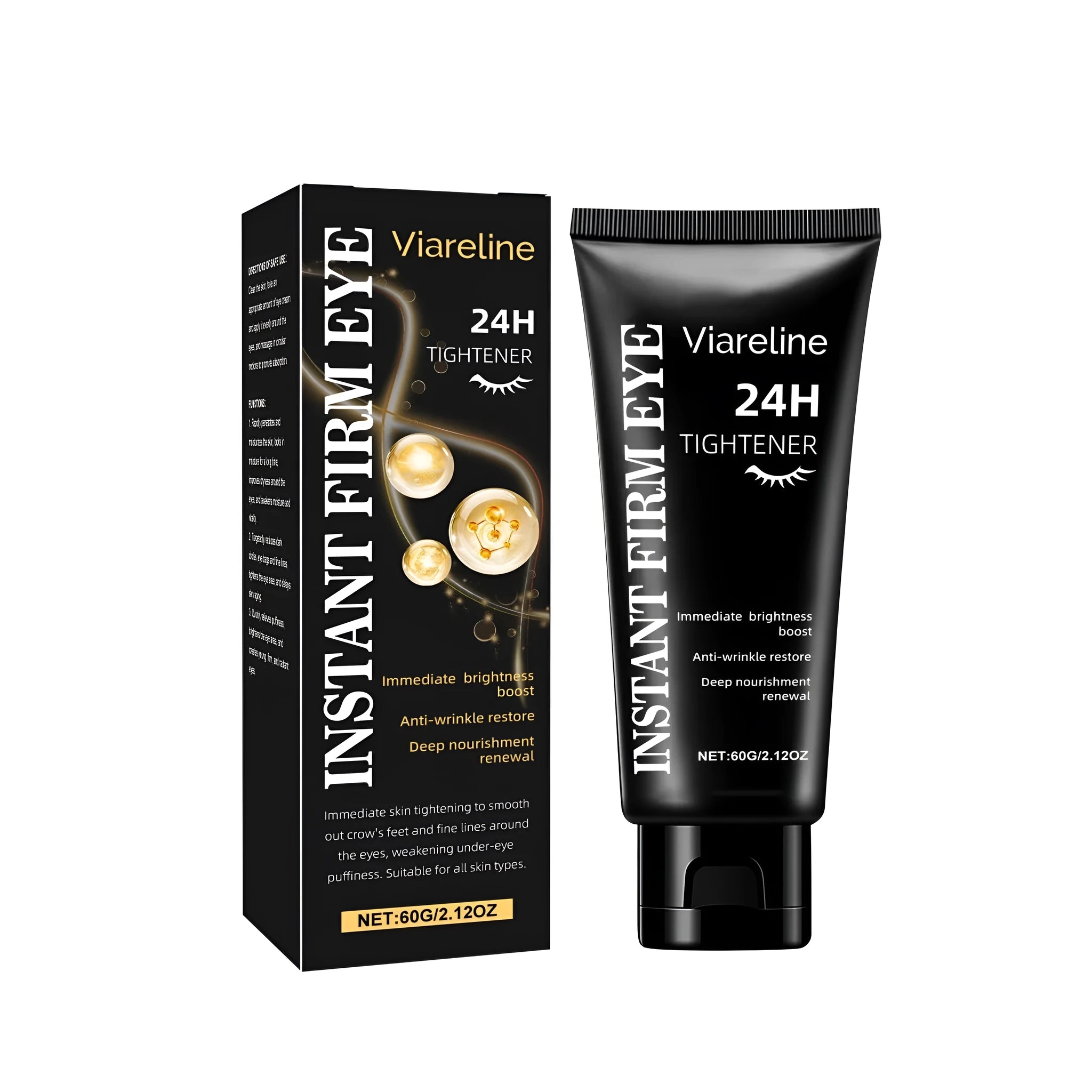 60g bottle of anti-aging eye cream with hyaluronic acid and collagen.