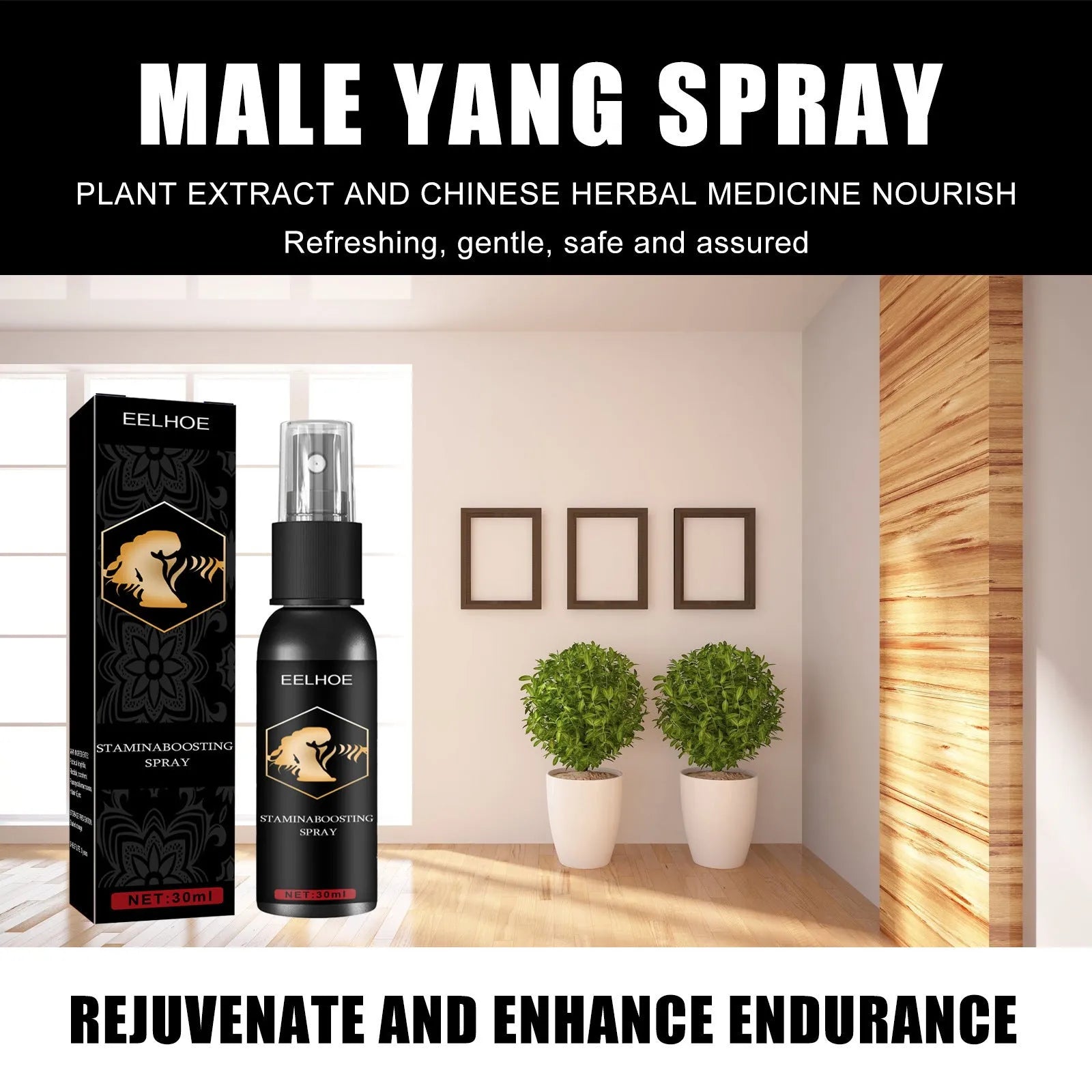 30ml men's treatment oil spray bottle for body moisturising and hip massage