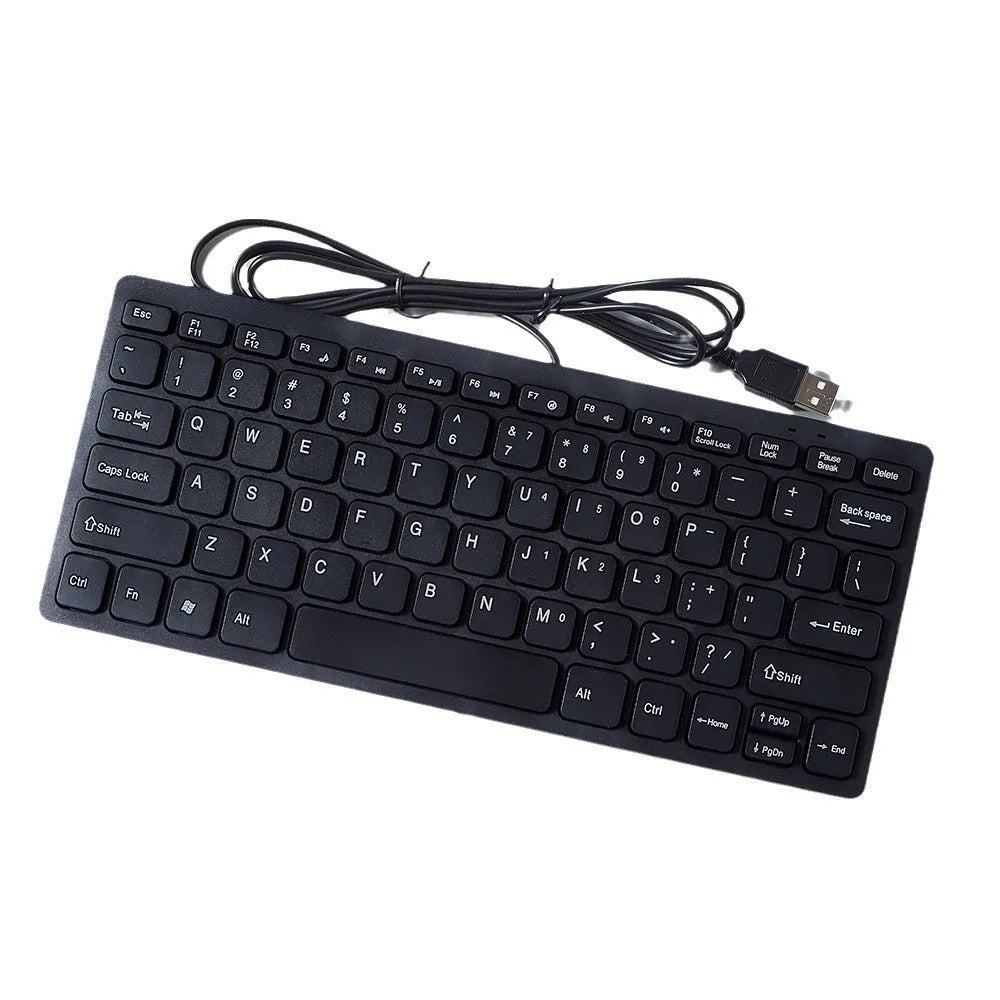 USB wired mini keyboard in black, white, pink, or blue colours with compact 280mm design