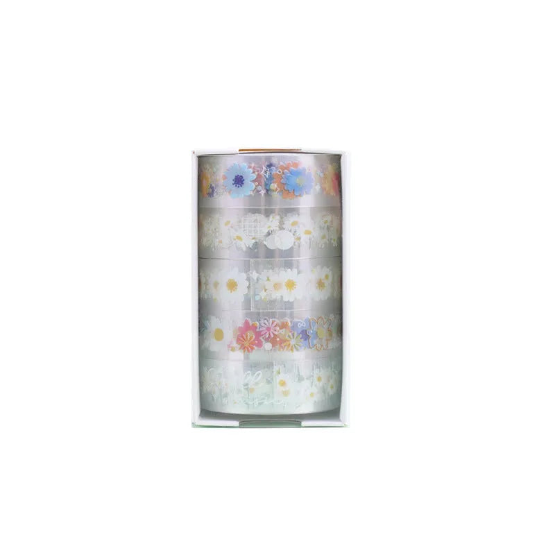 Midsummer Daisy cartoon pattern transparent adhesive tape roll showing 1.5cm width